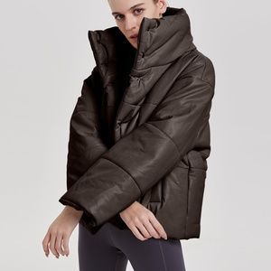 Faux-Leather Fluffy Coat